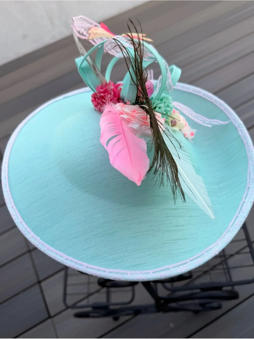 Aqua Feathered Fascinator Hat for Women - Elegant Event Headpiece